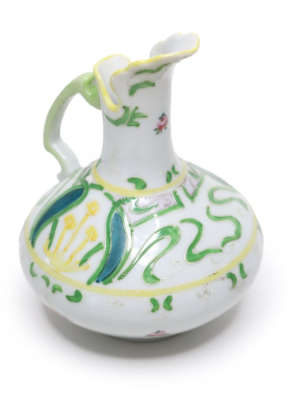 Vintage Hand Painted Nippon Porcelain Pitcher Floral Art Nouveau Style Gold Trim - Picture 2 of 8